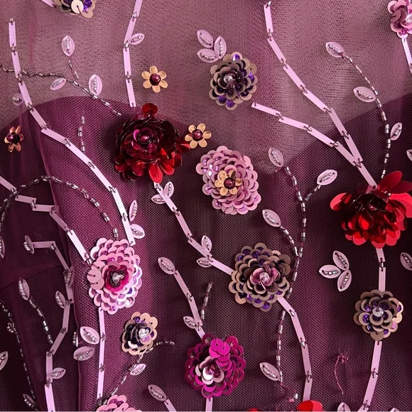 NWT Crepe Beaded Midi Cocktail Dress Curve - Picture 7 of 14